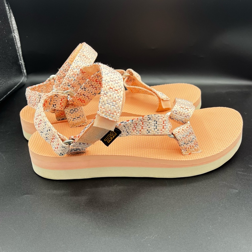Teva Chacha Tropical Peach Midform Wedges Sandals Womens Size 9 - Picture 13 of 15